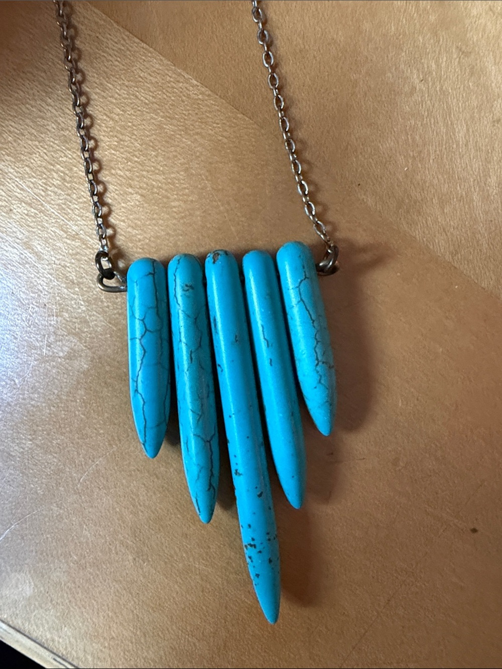 Turquoise Spike Pendant Necklace - Blue Statement Jewelry